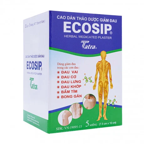 Cao dán Ecosip TATRA giảm đau vai, đau lưng, đau khớp, bong gân (20 gói x 5 miếng)