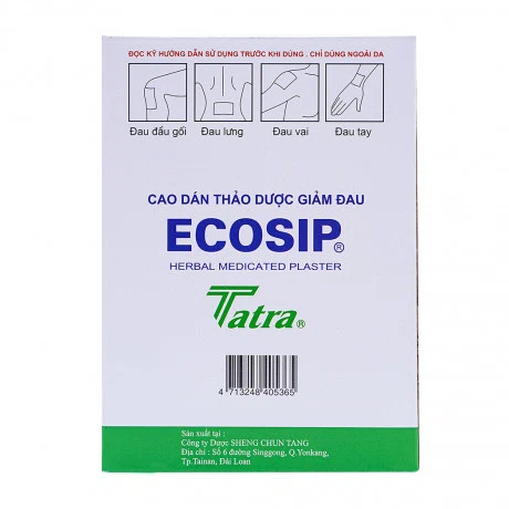 Cao dán Ecosip TATRA giảm đau vai, đau lưng, đau khớp, bong gân (20 gói x 5 miếng)