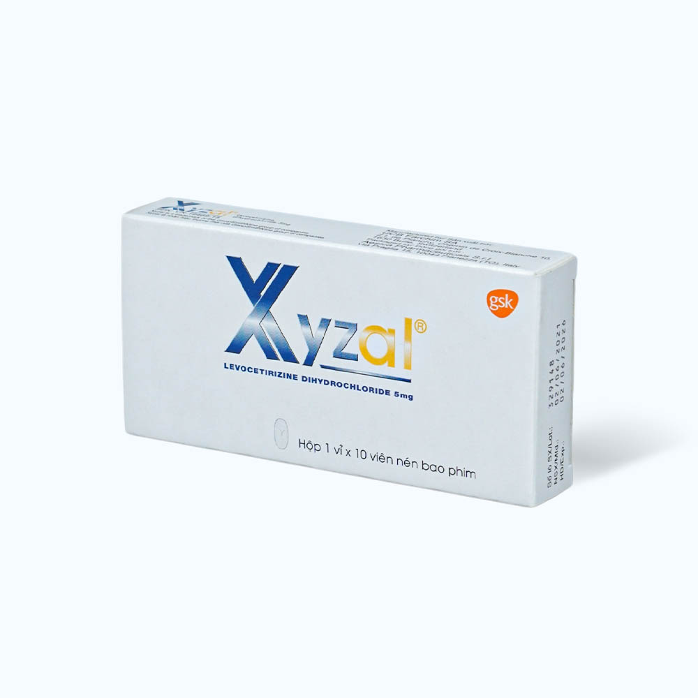 Viên nén Xyzal 5mg điều trị triệu chứng viêm mũi dị ứng, mày đay (1 vỉ x 10 viên)