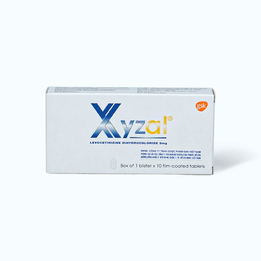 Viên nén Xyzal 5mg điều trị triệu chứng viêm mũi dị ứng, mày đay (1 vỉ x 10 viên)