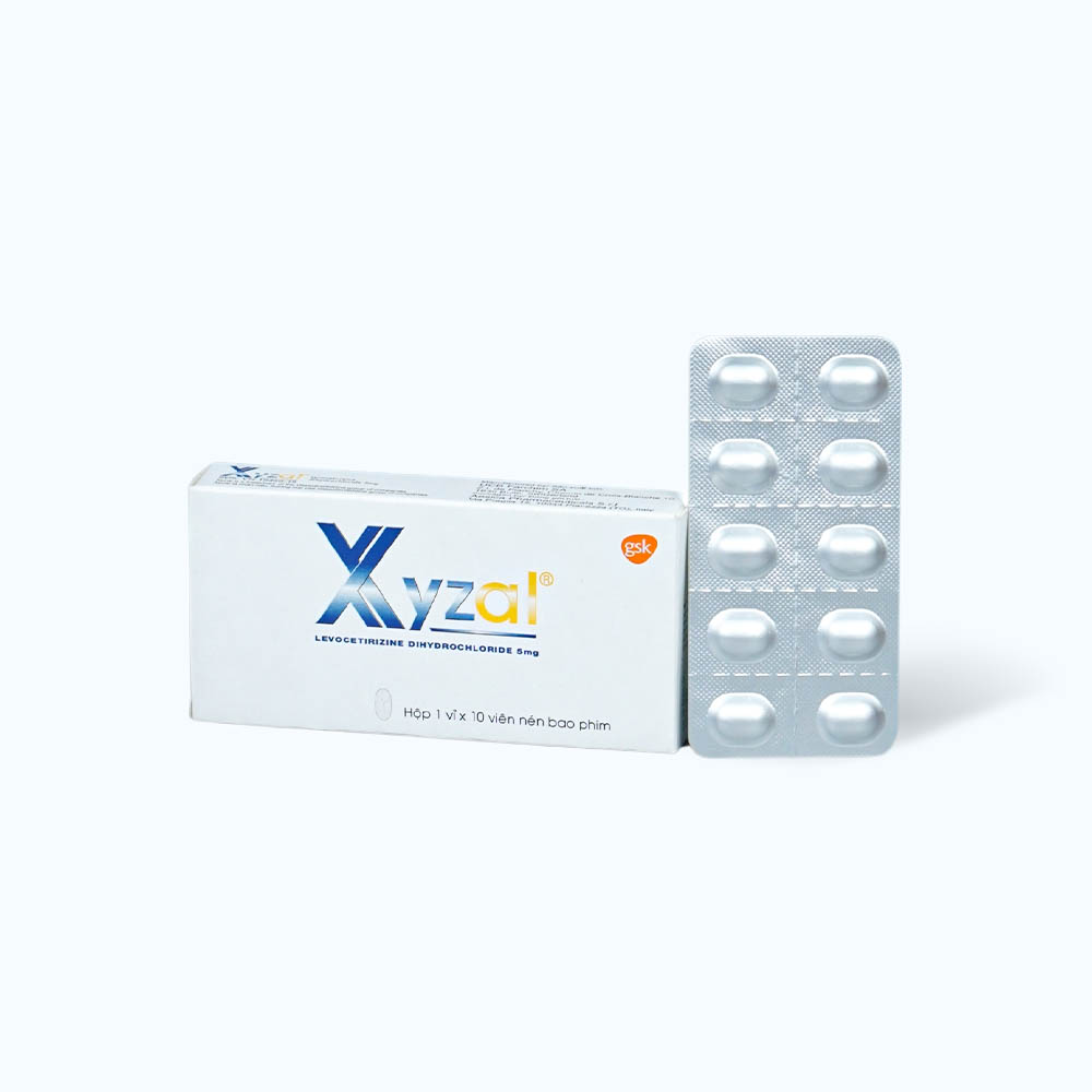 Viên nén Xyzal 5mg điều trị triệu chứng viêm mũi dị ứng, mày đay (1 vỉ x 10 viên)