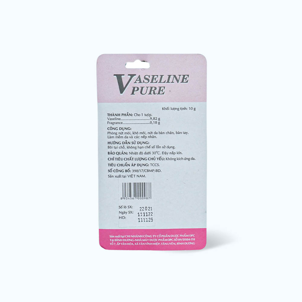 Son Dưỡng VASALINE Pure Làm Mềm và Hỗ Trợ Phòng Nứt Môi Hương Dâu ( Tuýp 10g)