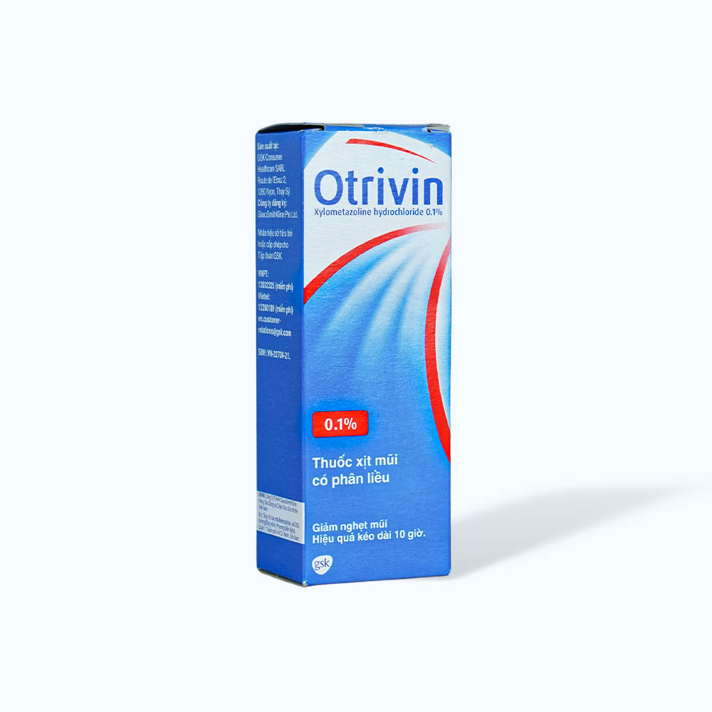 Thuốc xịt mũi Otrivin 0.1% trị sung huyết mũi, nghẹt mũi, sổ mũi, hắt hơi (chai 10ml)