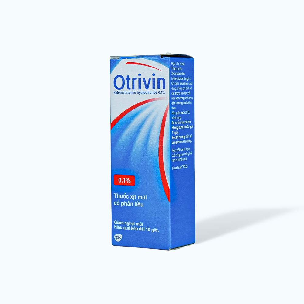 Thuốc xịt mũi Otrivin 0.1% trị sung huyết mũi, nghẹt mũi, sổ mũi, hắt hơi (chai 10ml)