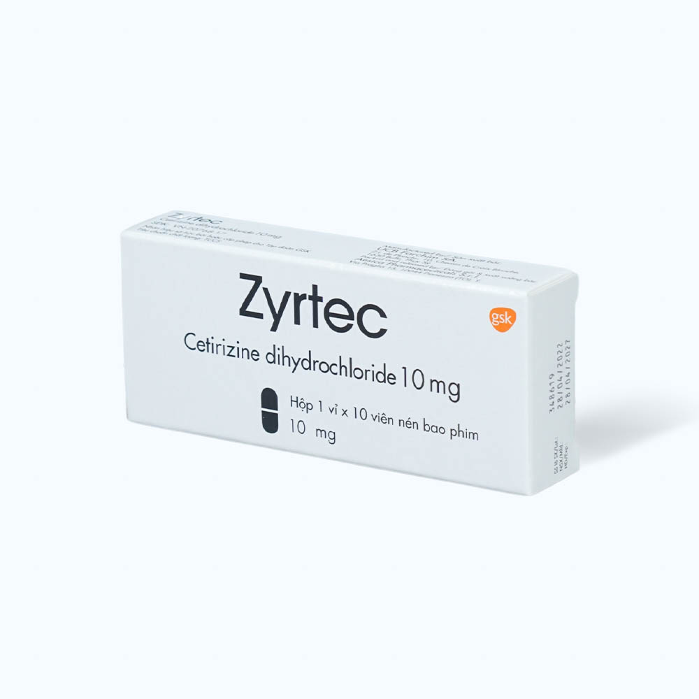 Viên nén Zyrtec 10mg điều trị triệu chứng viêm mũi dị ứng, mày đay (1 vỉ x 10 viên)