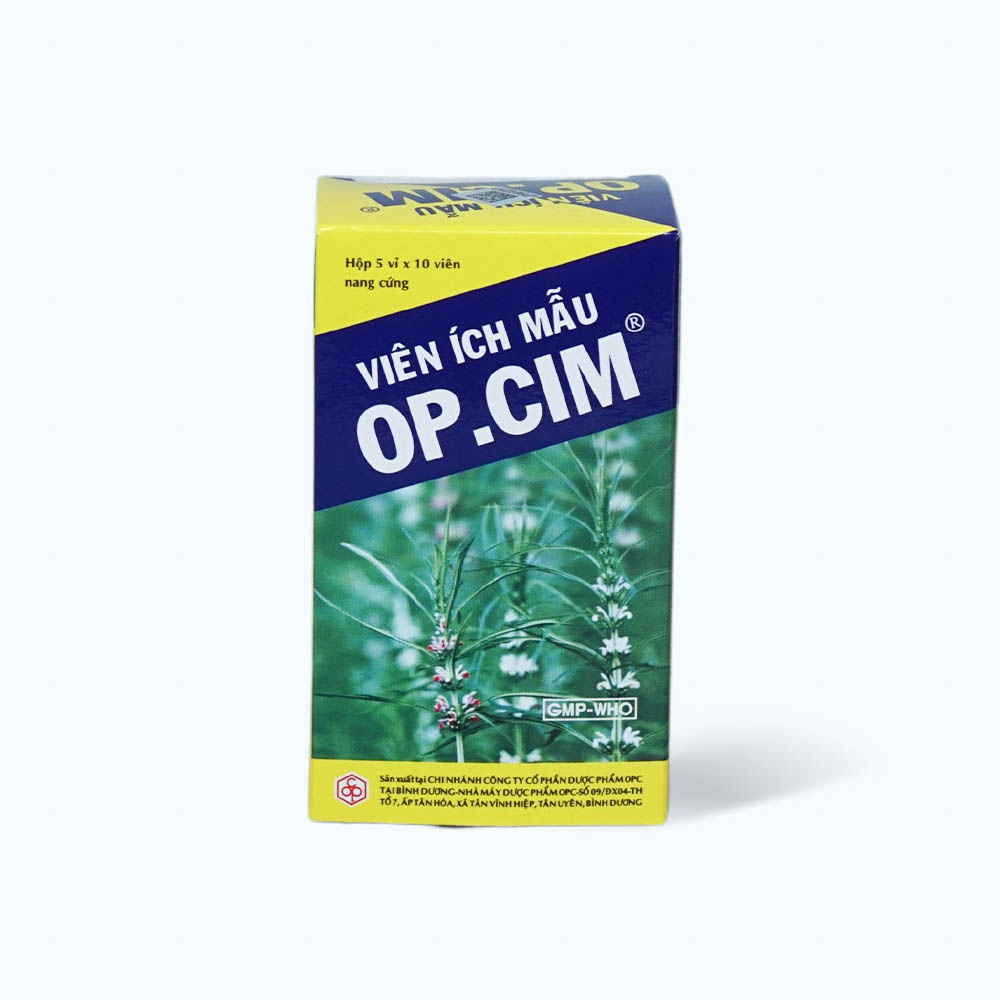 Viên nang OP.CIM Viên Ích Mẫu điều trị kinh nguyệt không đều, đau bụng kinh (5 vỉ x 10 viên)