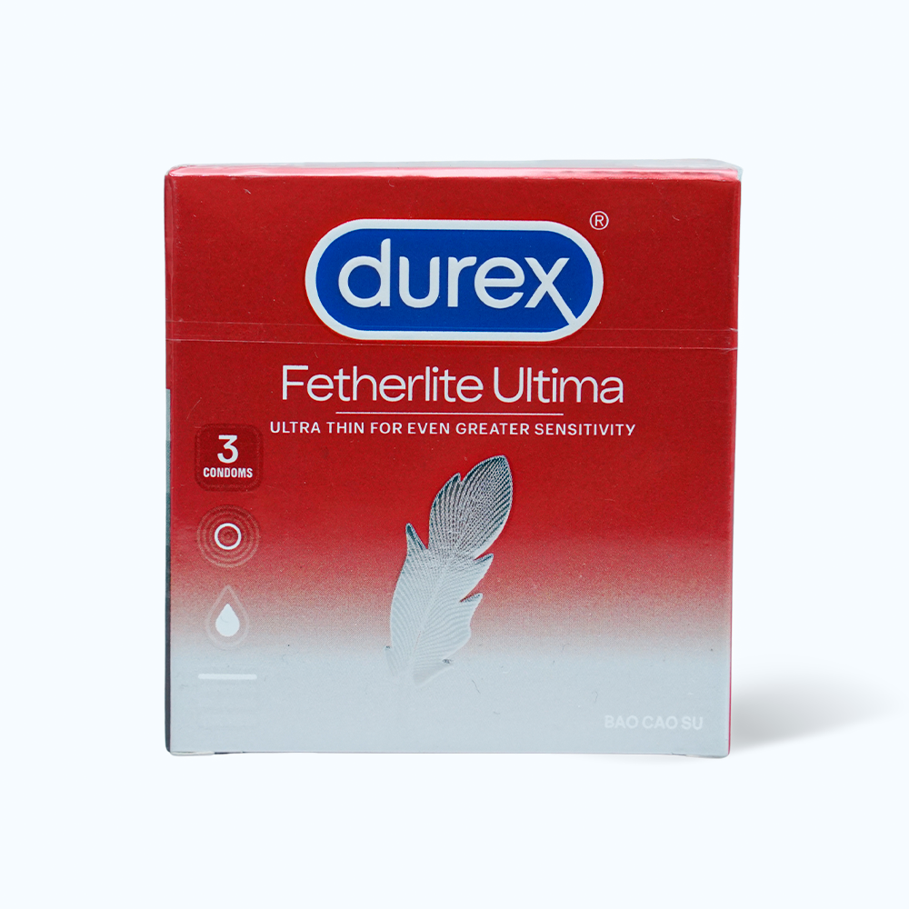 Bao cao su DUREX Fetherlite Ultima siêu mỏng dùng tránh thai và các bệnh lây nhiễm (hộp 3 cái)