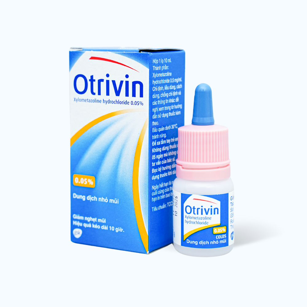 Thuốc nhỏ mũi Otrivin 0.05% trị sung huyết mũi, viêm xoang, viêm mũi dị ứng (chai 10ml)