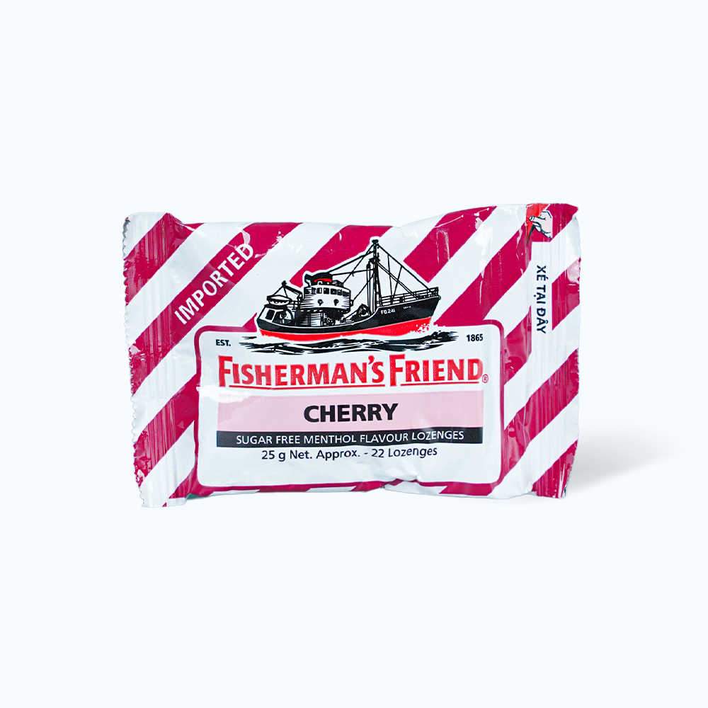 Kẹo cay con tàu FISHERMAN'S FRIEND không đường hỗ trợ thông cổ mát họng vị cherry (25g)