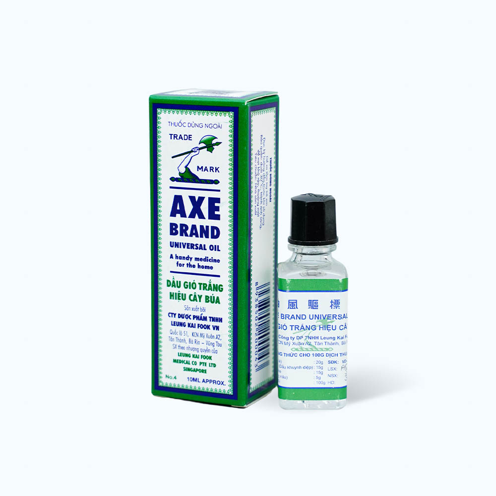 Dầu gió trắng hiệu cây búa Axe Brand trị cảm cúm, sổ mũi, chóng mặt, say tàu xe (chai 10ml)