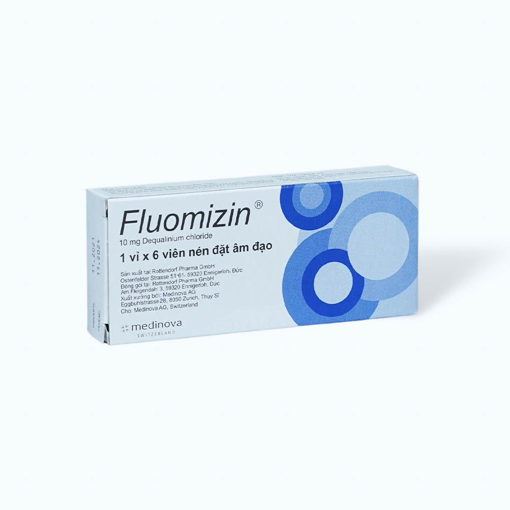 Viên đặt âm đạo Fluomizin 10mg điều trị nhiễm nấm âm đạo, nhiễm khuẩn âm đạo (1 vỉ x 6 viên)