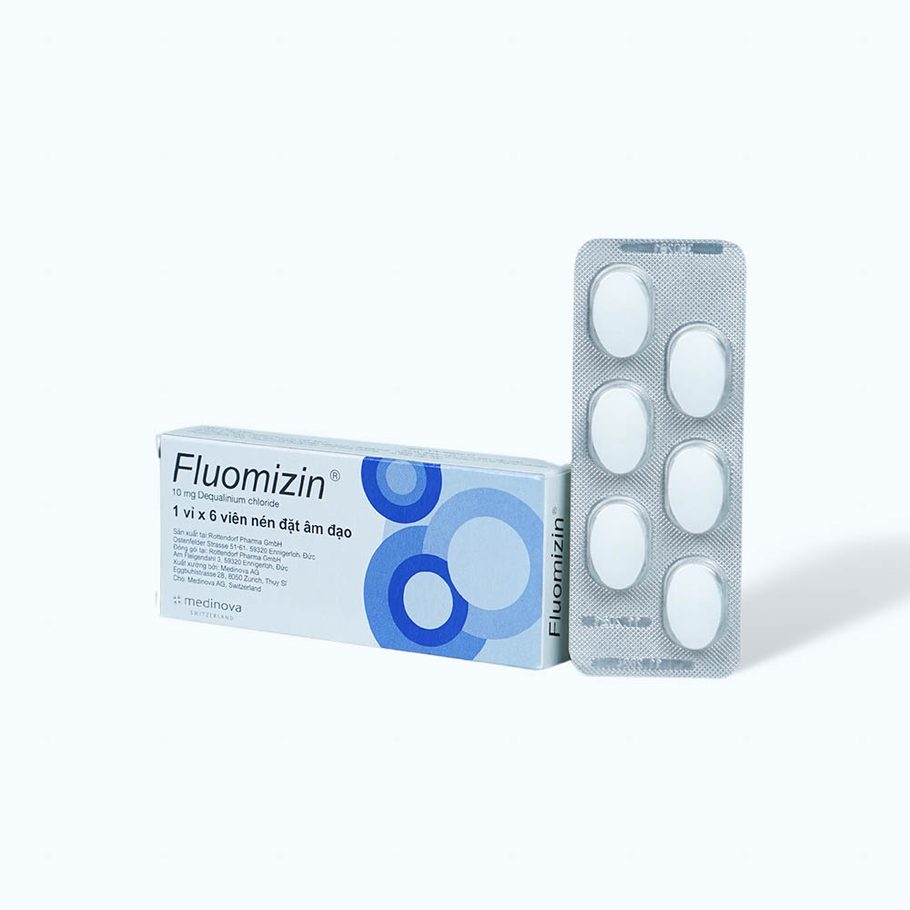 Viên đặt âm đạo Fluomizin 10mg điều trị nhiễm nấm âm đạo, nhiễm khuẩn âm đạo (1 vỉ x 6 viên)