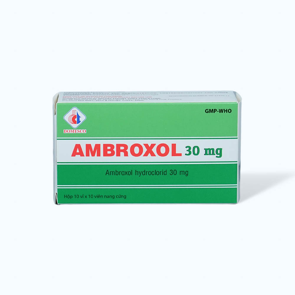 Viên nang Ambroxol 30mg Domesco tiêu nhầy, loãng đàm, giảm ho (10 vỉ x 10 viên)