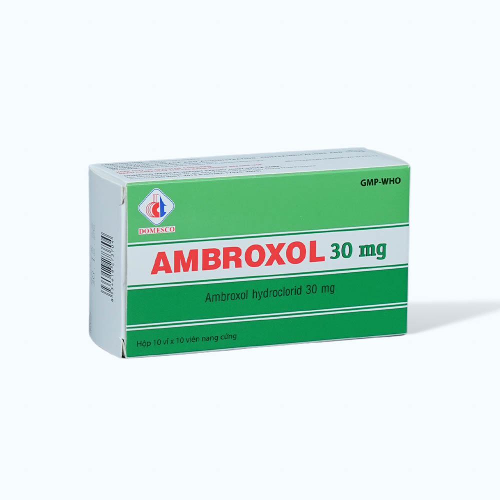 Viên nang Ambroxol 30mg Domesco tiêu nhầy, loãng đàm, giảm ho (10 vỉ x 10 viên)