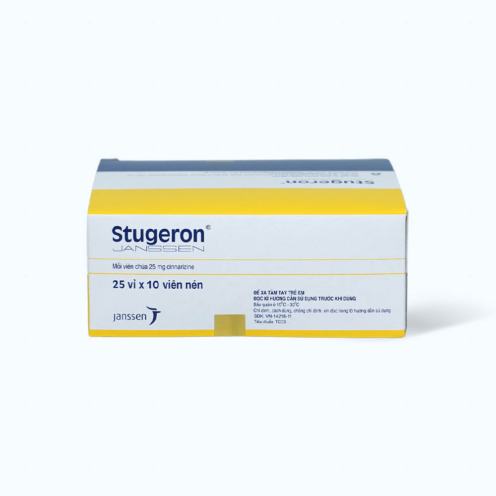 Thuốc Stugeron 25mg điều trị rối loạn tuần hoàn não (25 vỉ x 10 viên)