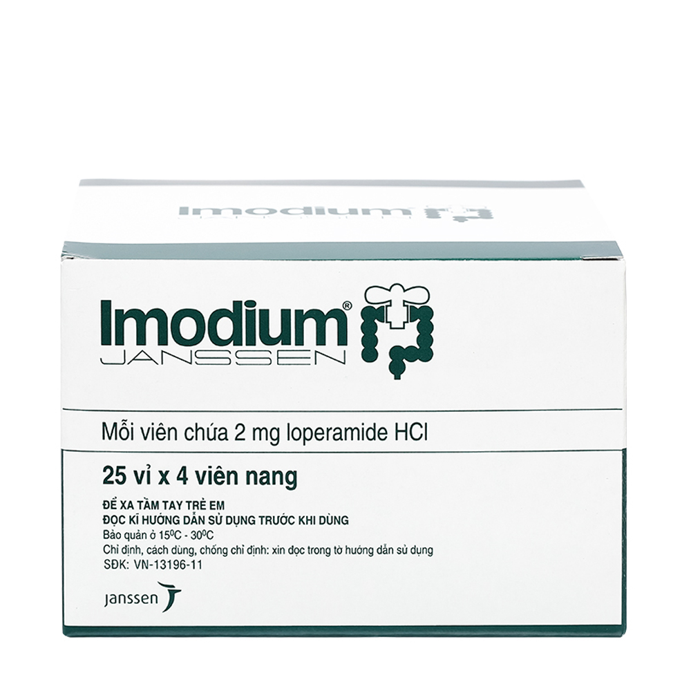 Imodium 2mg Janssen điều trị triệu chứng của tiêu chảy cấp tính (25 vỉ x 4 viên)