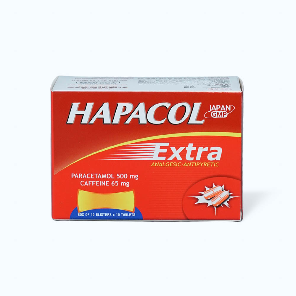 Viên nén Hapacol 500 mg Extra làm giảm đau các cơn đau, hạ sốt (10 vỉ x 10 viên)