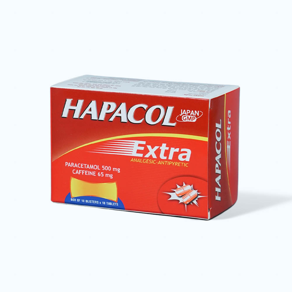 Viên nén Hapacol 500 mg Extra làm giảm đau các cơn đau, hạ sốt (10 vỉ x 10 viên)