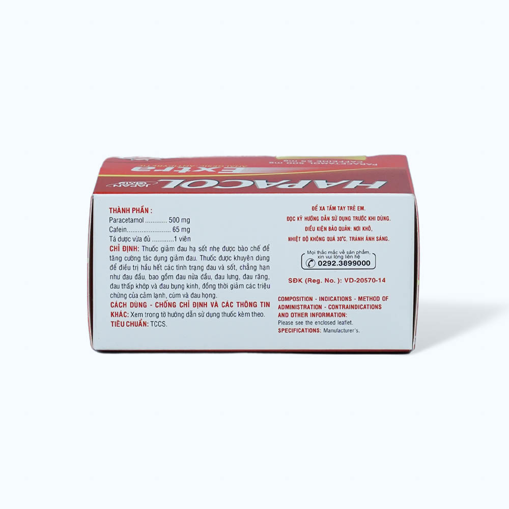 Viên nén Hapacol 500 mg Extra làm giảm đau các cơn đau, hạ sốt (10 vỉ x 10 viên)