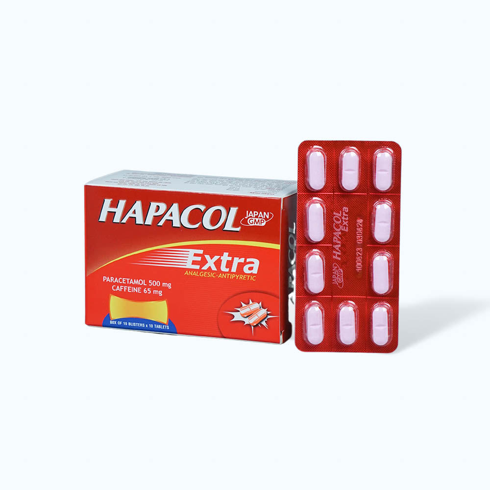 Viên nén Hapacol 500 mg Extra làm giảm đau các cơn đau, hạ sốt (10 vỉ x 10 viên)