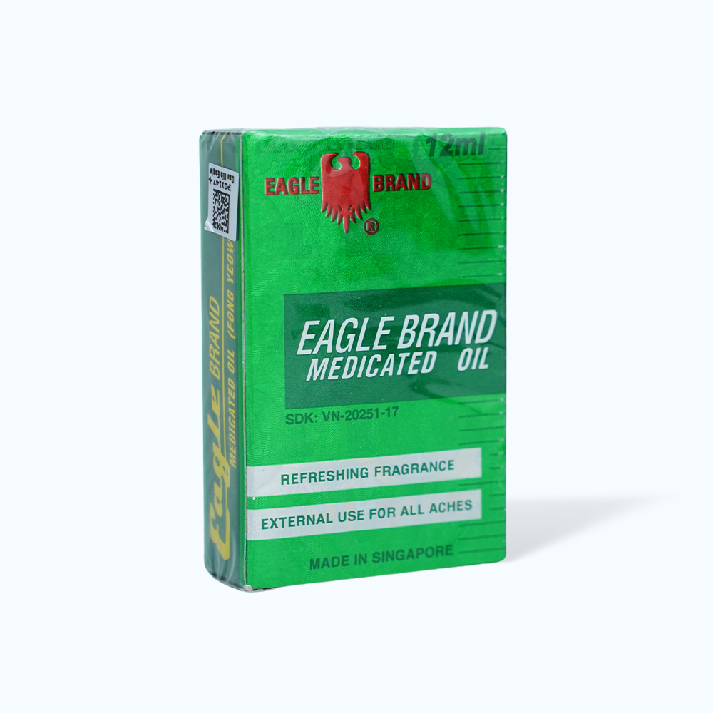 Dầu gió xanh Eagle Brand trị cảm cúm, sổ mũi, nghẹt mũi, chóng mặt, say tàu xe (chai 12ml)