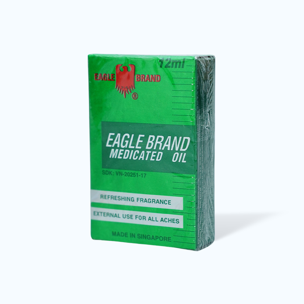 Dầu gió xanh Eagle Brand trị cảm cúm, sổ mũi, nghẹt mũi, chóng mặt, say tàu xe (chai 12ml)