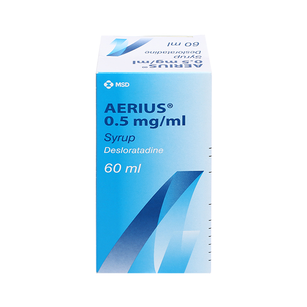 Siro Aerius 0.5mg/ml trị viêm mũi dị ứng, mày đay, ngứa (chai 60ml)