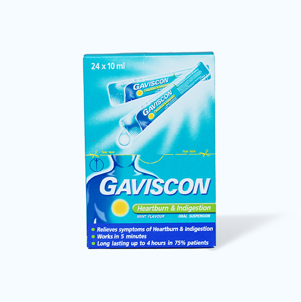 Hỗn dịch uống Gaviscon Suspension trị trào ngược dạ dày thực quản (24 gói x 10ml)