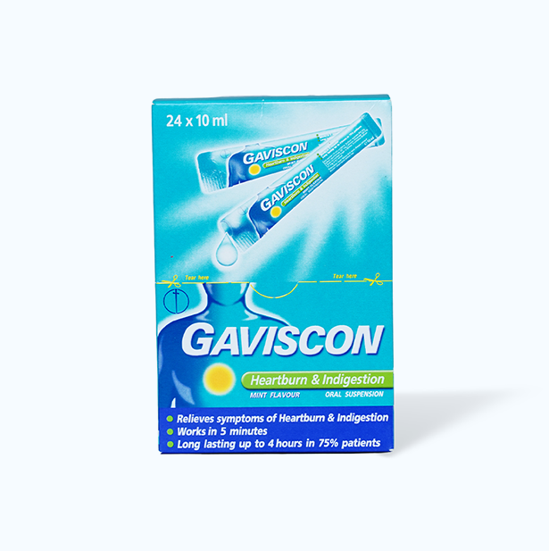 Thuốc Gaviscon Suspension trị trào ngược dạ dày thực quản (24 gói x 10ml)