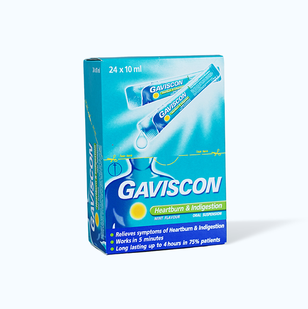 Hỗn dịch uống Gaviscon Suspension trị trào ngược dạ dày thực quản (24 gói x 10ml)