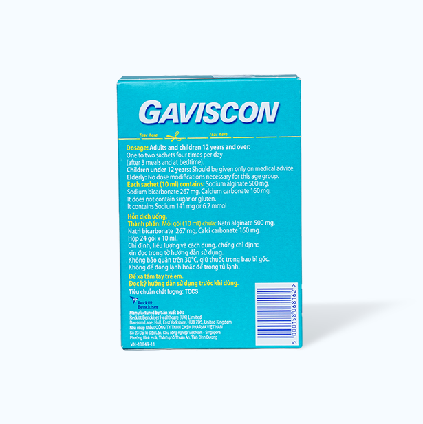 Hỗn dịch uống Gaviscon Suspension trị trào ngược dạ dày thực quản (24 gói x 10ml)