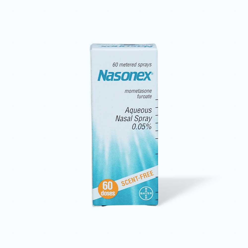 Thuốc xịt mũi Nasonex 50mcg trị viêm xoang, viêm mũi dị ứng, polyp mũi (chai 60 liều)