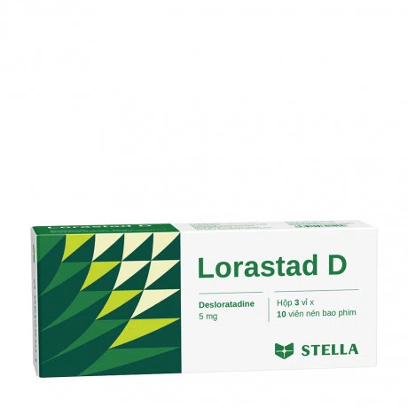 Viên nén Lorastad D Stella 5mg điều trị triệu chứng viêm mũi dị ứng, mày đay (3 vỉ x 10 viên)