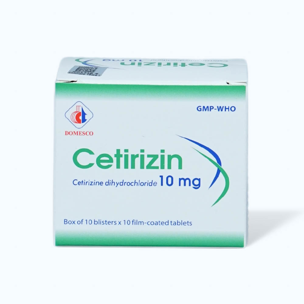 Viên nén Cetirizin 10mg điều trị triệu chứng viêm mũi dị ứng, mày đay (10 vỉ x 10 viên)