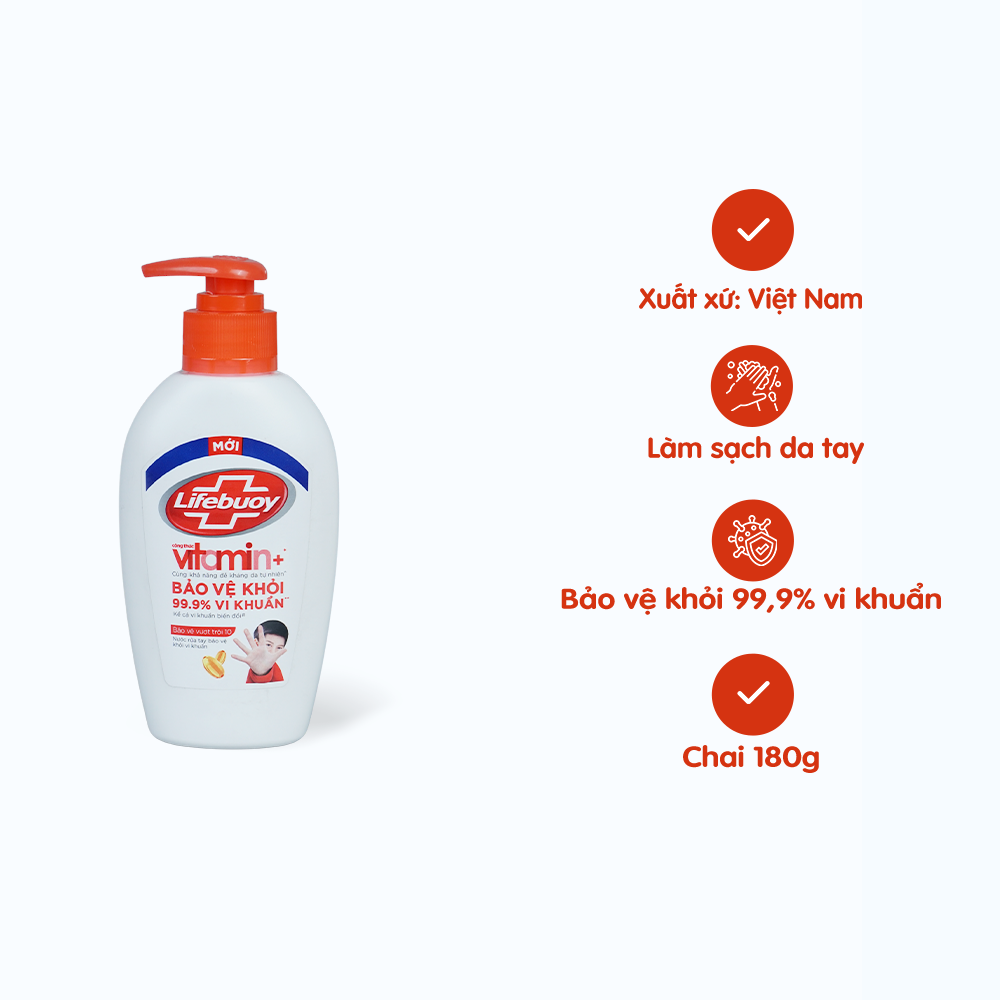 Nước Rửa Tay LIFEBUOY Bảo Vệ Vượt Trội (chai 177ml)