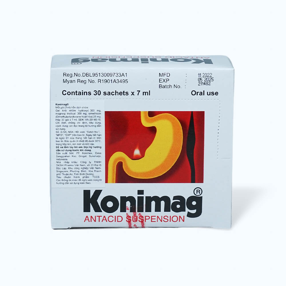 Hỗn dịch uống Konimag (hộp 30 gói) hỗ trợ giảm buồn nôn, khó tiêu do dư acid
