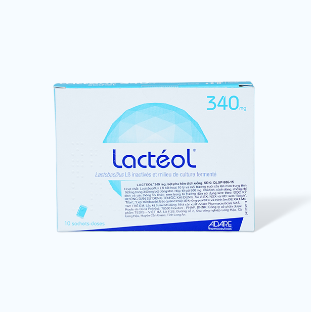 Bột pha uống Lactéol 340mg trị tiêu chảy cho người lớn, trẻ em và trẻ sơ sinh (hộp 10 gói)