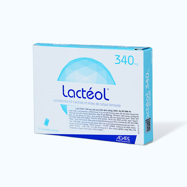 Bột pha uống Lactéol 340mg trị tiêu chảy cho người lớn, trẻ em và trẻ sơ sinh (hộp 10 gói)