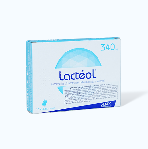 Bột pha uống Lactéol 340mg trị tiêu chảy cho người lớn, trẻ em và trẻ sơ sinh (hộp 10 gói)