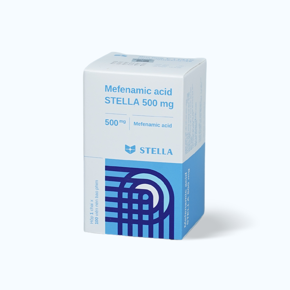 Viên nén Mefenamic Acid Stella 500mg giảm đau đầu, đau răng, đau sau phẫu thuật (chai 100 viên)