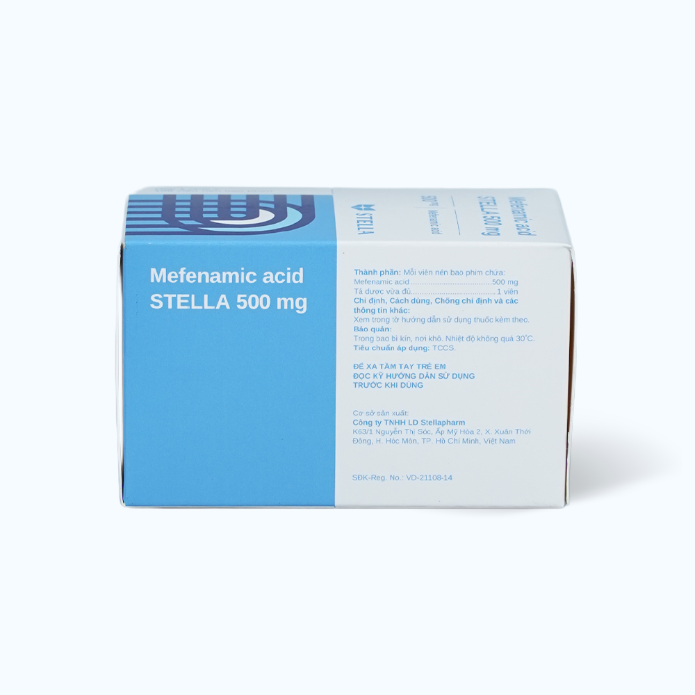 Viên nén Mefenamic Acid Stella 500mg giảm đau đầu, đau răng, đau sau phẫu thuật (chai 100 viên)