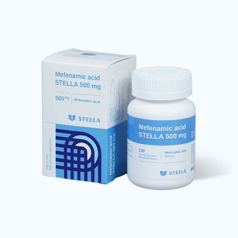 Viên nén Mefenamic Acid Stella 500mg giảm đau đầu, đau răng, đau sau phẫu thuật (chai 100 viên)