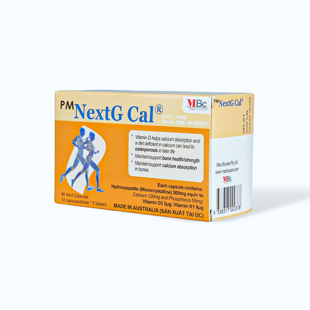 Viên nang Nextg Cal bổ sung calci, phối hợp trị loãng xương (5 vỉ x 12 viên)