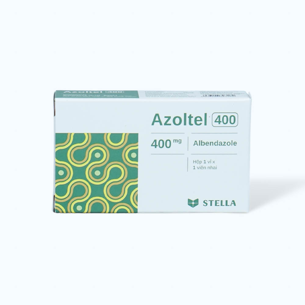 Viên nhai Azotel 400mg điều trị nhiễm giun, sán (1 vỉ x 1 viên)