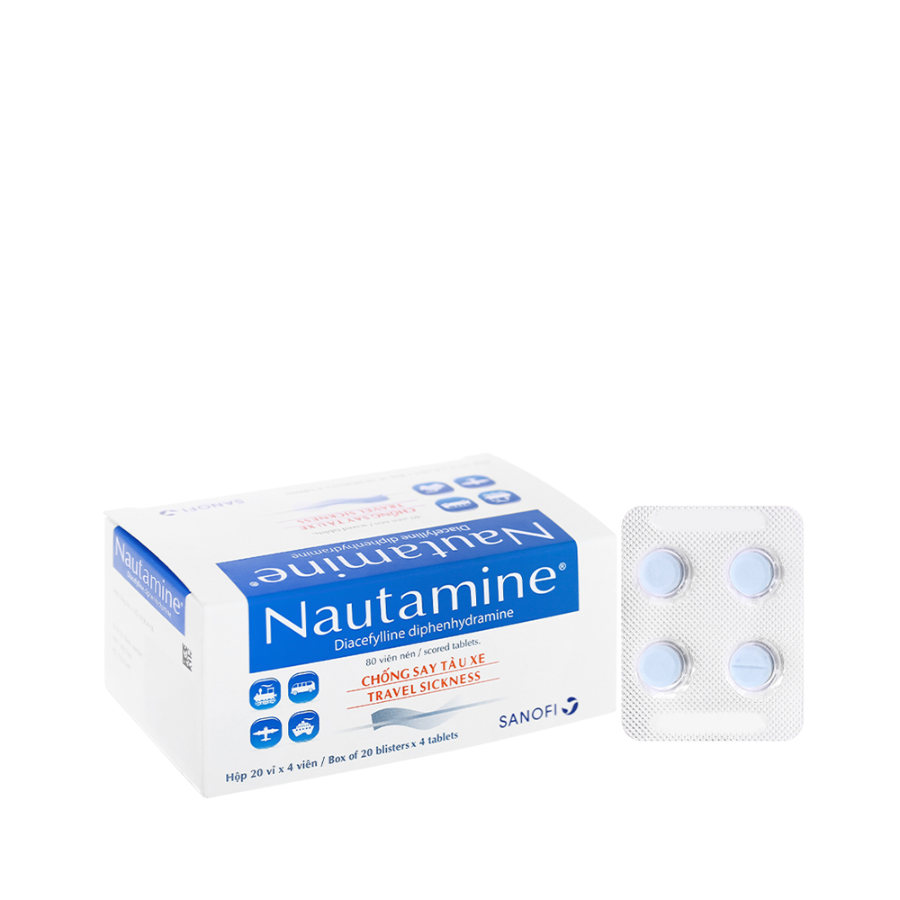 Thuốc Nautamine Tab chống say tàu xe 90mg (20 vỉ x 4 viên)