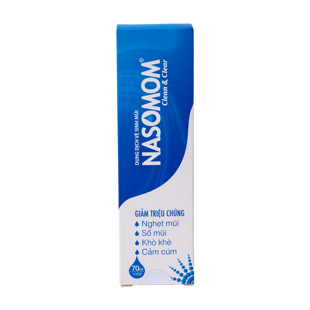 Thuốc xịt mũi Nasomom Clean & Clear giảm triệu chứng nghẹt mũi, sổ mũi, viêm mũi dị ứng (chai 70ml)
