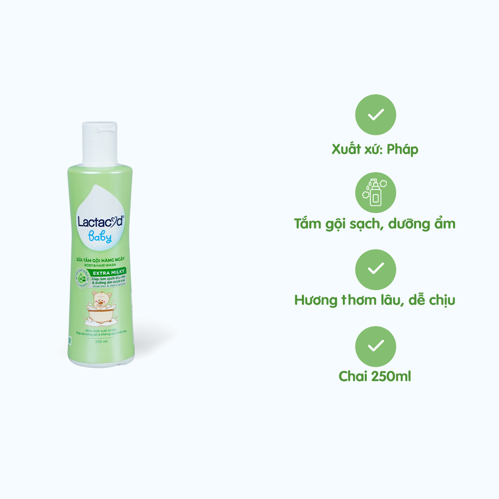 Sữa Tắm Gội Trẻ Em LACTACYD MILKY (250ml)