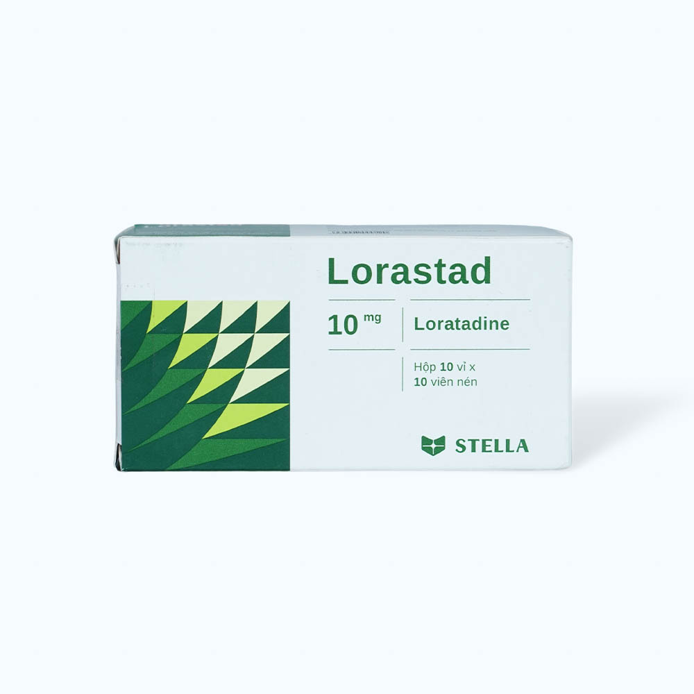 Viên nén Lorastad Stella 10mg trị viêm mũi dị ứng, mày đay, ngứa (10 vỉ x 10 viên)