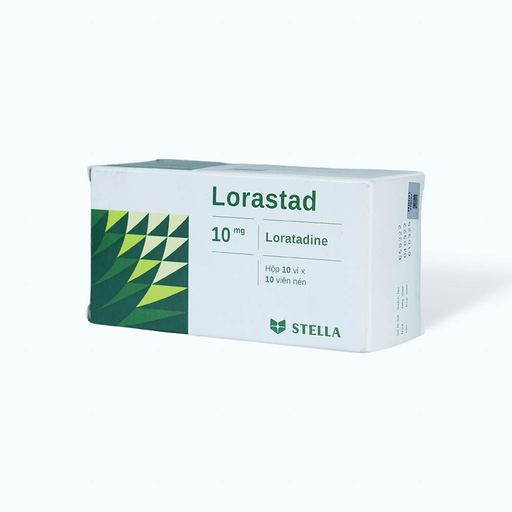 Viên nén Lorastad Stella 10mg trị viêm mũi dị ứng, mày đay, ngứa (10 vỉ x 10 viên)