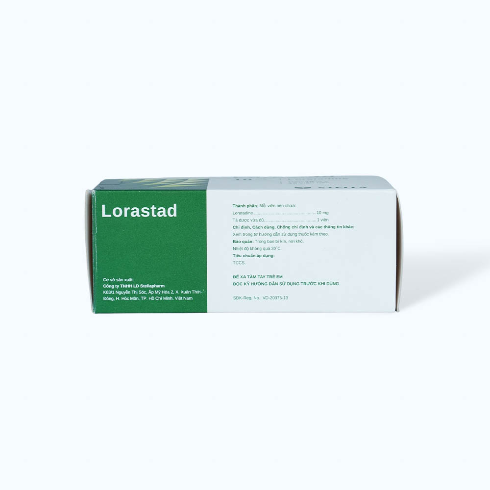 Viên nén Lorastad Stella 10mg trị viêm mũi dị ứng, mày đay, ngứa (10 vỉ x 10 viên)